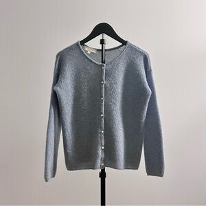 Sezane Gaspard Vintage Blue Kid Mohair Baby Alpaca Crew Neck Cardigan Size XS